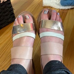Pretty tri-color strappy sandals